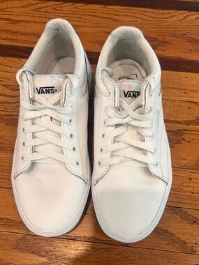 Vans White Low-Top Leather Skate Shoes